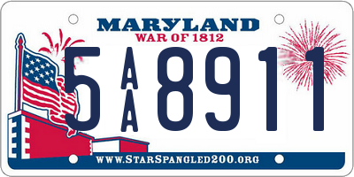 MD license plate 5AA8911