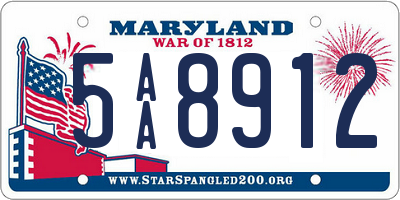 MD license plate 5AA8912