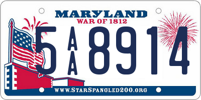 MD license plate 5AA8914