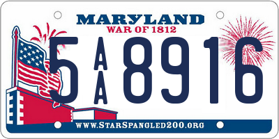 MD license plate 5AA8916