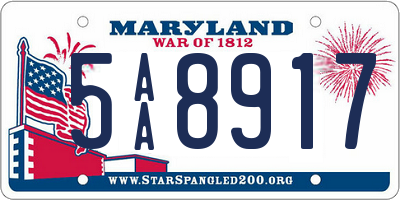 MD license plate 5AA8917