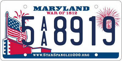 MD license plate 5AA8919