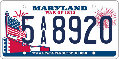 MD license plate 5AA8920