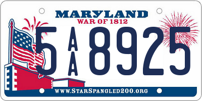 MD license plate 5AA8925