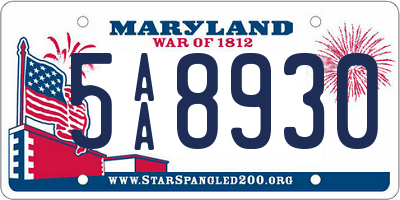 MD license plate 5AA8930