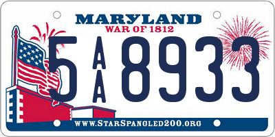 MD license plate 5AA8933