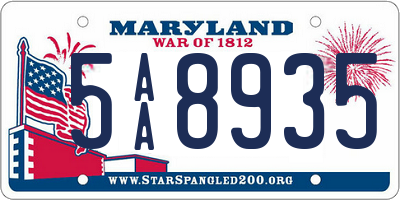 MD license plate 5AA8935