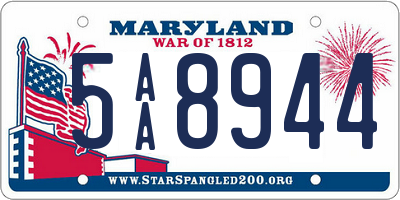 MD license plate 5AA8944