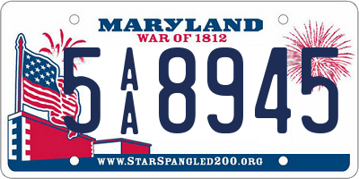 MD license plate 5AA8945