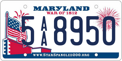 MD license plate 5AA8950