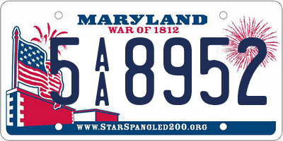 MD license plate 5AA8952