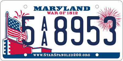 MD license plate 5AA8953