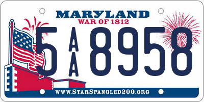 MD license plate 5AA8958