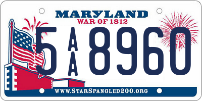 MD license plate 5AA8960