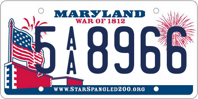 MD license plate 5AA8966