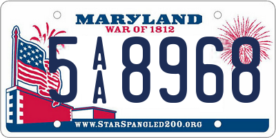 MD license plate 5AA8968