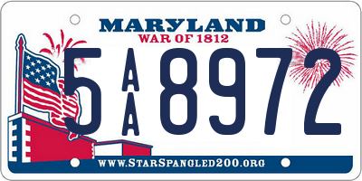 MD license plate 5AA8972