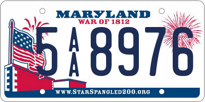 MD license plate 5AA8976