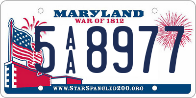 MD license plate 5AA8977