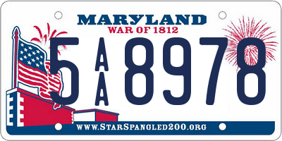 MD license plate 5AA8978