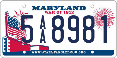 MD license plate 5AA8981