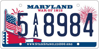 MD license plate 5AA8984