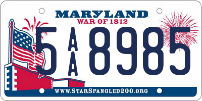 MD license plate 5AA8985