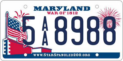 MD license plate 5AA8988