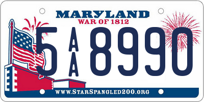 MD license plate 5AA8990