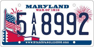 MD license plate 5AA8992