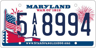 MD license plate 5AA8994