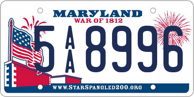 MD license plate 5AA8996