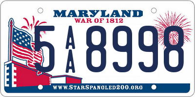 MD license plate 5AA8998