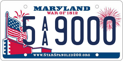 MD license plate 5AA9000