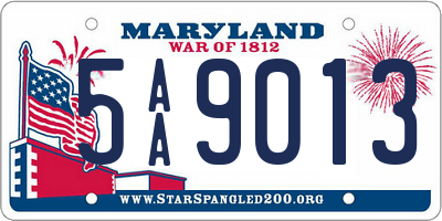 MD license plate 5AA9013