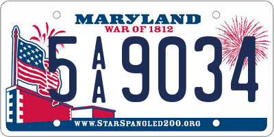 MD license plate 5AA9034