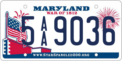 MD license plate 5AA9036