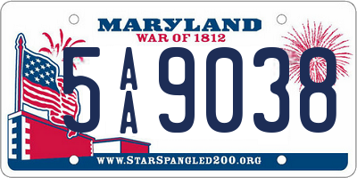 MD license plate 5AA9038