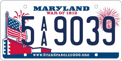 MD license plate 5AA9039