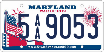 MD license plate 5AA9053