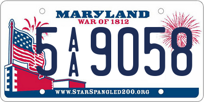 MD license plate 5AA9058