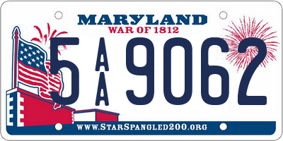 MD license plate 5AA9062