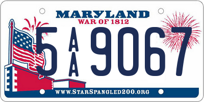 MD license plate 5AA9067