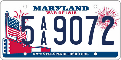 MD license plate 5AA9072