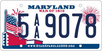 MD license plate 5AA9078