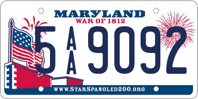 MD license plate 5AA9092