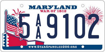 MD license plate 5AA9102