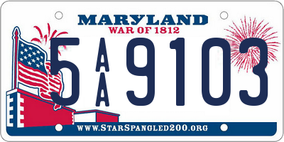 MD license plate 5AA9103