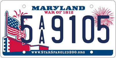 MD license plate 5AA9105