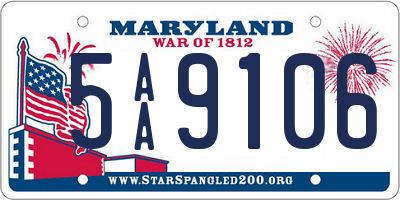 MD license plate 5AA9106